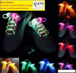 20pcs 10 paires de lacets LED étanches à la mode Flash Disco Party Glowing Night Sports Lacets Cordes Multicolores Lumineux
