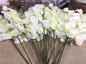 20pcslot Ramas de orquídeas blancas enteras Flores artificiales para la fiesta de bodas Orchids Flores baratas6339385