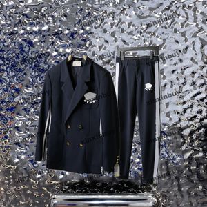 xinxinbuy Veste de designer pour hommes manteaux 23ss kaki Paris Side Ribbon Jacquard tissu ensembles manches longues coton femmes bleu Noir Blanc kaki XS-3XL