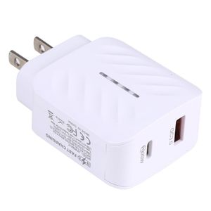 Cargador de pared USB tipo C de 20W PD con luz led Cargador de alta velocidad para cable de carga rápida de teléfono móvil