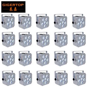 20XLOT boîtier en aluminium blanc sans fil alimenté par batterie 6x18W carré assis Led lumière RGBWA UV 6IN1 mélange de couleurs DMX 6 1251v