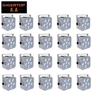 20XLOT boîtier en aluminium blanc sans fil alimenté par batterie 6x18W carré assis Led lumière RGBWA UV 6IN1 mélange de couleurs DMX 6 1207B