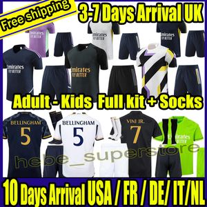 23 24 Kit complet pour adultes et enfants avec chaussettes Mbappe Benzema Soccer Jerseys Alaba Real Hazard Macamiseta Camavinga 2023 2024 MADRIDS ASENSIO MODRIC MARCELO VALVERDE