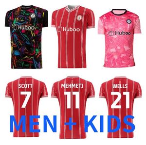 23 24 Bristol City Soccer Jerseys 2023 2024 Home Red Away Blue The Robins Paterson Wells Weimann Camisetas de Futbol Football Shirts Uniforme Men Kid Kit