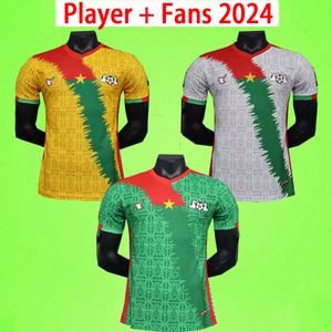 24 25 Burkina Faso Equipo nacional Fans Versión del jugador Jerseys de fútbol 2024 2025 TRAORE AZIZ KI TAPSOBA Inicio Blanco Amarillo Verde Camisetas de fútbol Uniformes de manga corta
