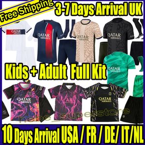 2023 2024 Conjunto completo con calcetines Maillots de fútbol MBAPPE Hombres Niños Jerseys Kits 22 23 24 Jersey de fútbol PSGS Cuarta camisa Hakimi Uniforme Maillot Foot Hommes Wijnaldum