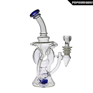 Saml 21.5cm Talon Bonnet Bong Bangshalhs Double recycleur Haute Qualité Huile Plate-forme DAB Pipe Tuyau d'eau Taille de joint femelle 14.4mm PG5110