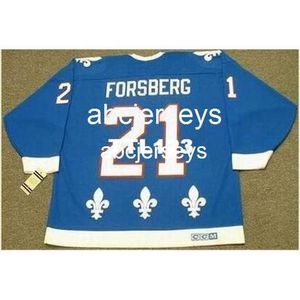 # 21 PETER FORSBERG Québec Nordiques 1994 CCM Vintage Home Hockey Jersey Stitch n'importe quel numéro de nom