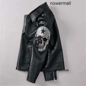 211118 Plein Philipps pp di PP Skull Head Otoño Invierno Moda Chaqueta de cuero Hombres Casual hip-hop Punk Hombre Abrigo de cuero giacca pelle P062