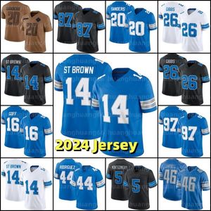 14 AMON-RA St. Brown Jahmyr Gibbs Jersey Sam Laporta Barry Sanders Jared Goff Jameson Williams Malcolm Rodriguez Brian Branch Jack Campbell David Montgomery