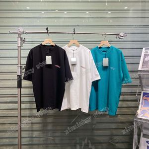 21SS Hommes T-shirts imprimés Polos Designer Sea Wave Poitrine Imprimer Paris Vêtements à manches courtes Chemise pour hommes Tag Violet Bleu Kaki