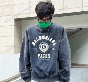 xinxinbuy Hommes femmes designer Sweatshirts DESTROYED Paris 1917 Oreilles Blé gris noir oversize S-2XL