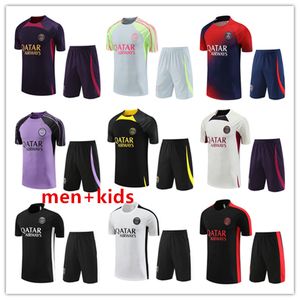 22/23/24 PSGs camisetas de fútbol chándal 2023 2024 Paris Sportswear hombres niños traje de entrenamiento Traje de manga corta Kit de fútbol uniforme chandal sudadera Conjunto de suéter