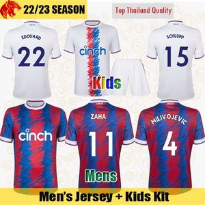 22 23 CRYSTAL OLISE ZAHA Camisetas de fútbol 2022 2023 PALACE EZE J.AYEW Nueva camiseta de fútbol BENTEKE EDOUARD Maillot MATETA SCHLUPP EBIOWEI MILIVOJEVIC Jersey para hombre Kit para niños