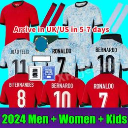 2024 Euro Portugal Soccer Jerseys Joao Felix Pepe Bermardo B.Fernandes Camisa de Futebol J.Moutinho Football Shirt Hen Kids Kit Women Ronaldo Portugais
