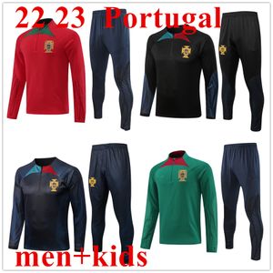 22 23 chándales portugueses LOGO bordado traje de entrenamiento de fútbol 22/23 hombres niños Portugal ropa deportiva ropa al aire libre jogging camisa