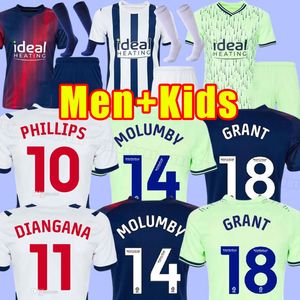 23 24 West Bromwich Soccer Jerseys LIVERMORE DIANG BRUNT Albion camiseta de fútbol 2023 2024 Home Away Robson-Kanu PHILLIPS Hombres Kits conjuntos uniformes amarillo