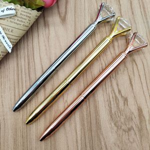 22 Color Luxury Big Crystal Diamond Ballpoint Pens Fashion School Office Supplies New Design Big Gem Metal Ball Pen étudiant 22 ll