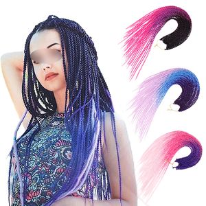 22 Inch Synthetic Hair Extensions Color Gradient Two Strand Braids 3 Colors Gradients Twos Strands Dirty Braidss Hair Crochet Wig WH0524