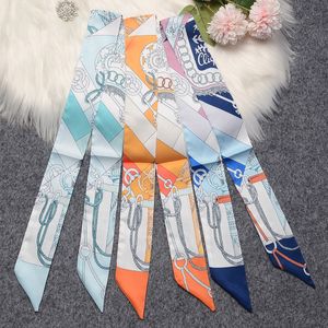 22 Nueva bolsa de brazo Bufanda de seda Verano Bufanda de emulación Banda para el cabello Mujeres Pequeña moda Cinta al por mayor