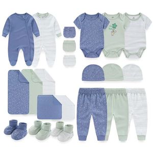 22 pièces unisexes nés bébé coffrets 100% coton Cartoon Girl Vêtements à manches longues Boys Infant Supplies 240327