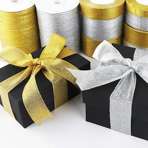 220meters/ Gold Silver Glitter Satin Ribbon Crafts Wedding Decorative DIY Organza Onions Ribbons Bow Christmas Gift Supplies (6/15/ 25/ 40 /50MM (Random color size )