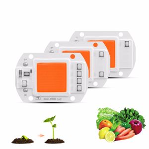 Chip de luz LED COB de espectro completo de 220V, 20W, 30W, 50W, lámpara LED de 380-840nm, reflector de luz para cultivo de plantas de interior