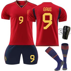 2223 Espagne Home Red No. 9 Garvey 7 Morata 10 Pedri 17 Fati World Cup Soccer Suit