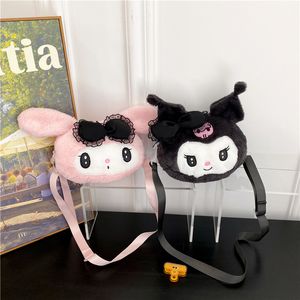 Bolso cruzado Diagonal de muñeca Kuromi japonesa de dibujos animados de 22cm, bolso de hombro de felpa con melodía del diablo de encaje