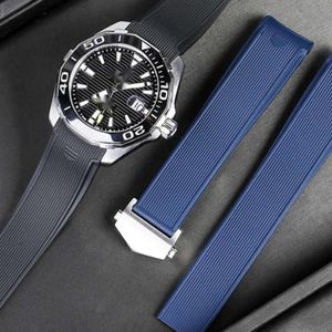 Correa de reloj de silicona y goma de 22mm, pulseras resistentes al agua, correa negra y azul para TAG Heuer AQUARACER 300 WAY201B CALIBRE 5, accesorios y herramientas