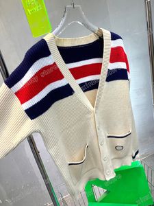 22ss Hombres Mujeres Diseñadores cardigan Suéteres letra de rayas de lujo Cuello redondo Paris Street Manga larga verde azul blanco S-2XL