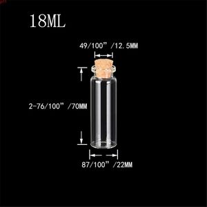 22x70x12.5 mm 18 ml clair bouchon de liège transparent bouteilles en verre flacons de parfum petite bouteille de souhait pendentifs créatifs 100 pcsbonne quantité