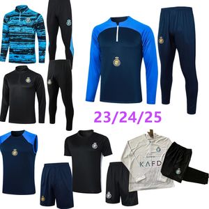23 24 25 Al Nassr FC Soccer Tracksuit Ronaldo FC Training Suit CR7 Vincent Men Sportswear Veste 2024 2025 Sentille à manches courtes