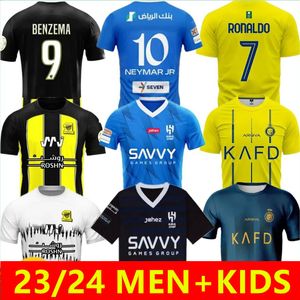 23 24 Benzema Al Ittihad Soccer Jerseys 2023 2024 Al Hilal Saudi RONALDO NEYMAR JR KANTE Hommes Enfants Kit Football Chemises