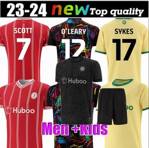 23 24 Maillots de football Bristol City Hommes Enfants Kits SCOTT PATERSON WELLS SEMENYO MARTIN WEIMANN Accueil Chemises de football GK rouges MAWSON KALAS MASSENGO Away Black Uniforms555