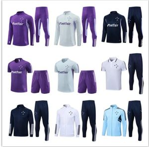 23/24 Cruzeiro Maillot d'entraînement Ensemble Football Club Équipement de Football Chandal Futbol Enquête Hommes Demi-Zip Sweat Veste Survêtement Survetement