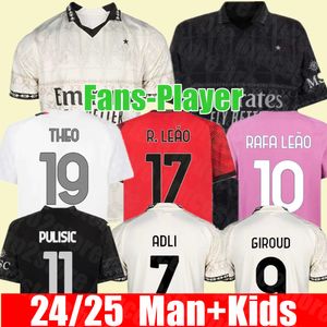 Nuevo 2024 2025 Hogar lejos GIROUD PULISIC camisetas de fútbol Ac Fans jugador MILAN REBIC THEO REIJNDERS KESSIE DE KETELAERE RAFA LEAO camisetas de fútbol hombres niños kit