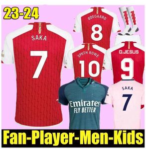 23 24 PEPE SAKA Soccer Jerseys Version Fans Gunners Odegaard G.JESUS Tierney Smith Rowe Arsen Love 2023 2024 Maillot de football Hommes Kit Enfants Chaussettes 16/2XL