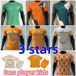 23 24 25 Fans de jugadores 3 estrellas Tres fútbol Cote D Equipo nacional de marfil Home Away Marfil Coast Drogba Kessie Maillots de Football Men Uniforms African Cup Set