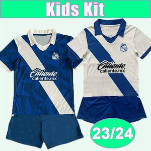 23 24 Puebla Kid Kit Soccer Jerseys Cavallini Waller Garcia Carabajal Gonzalez de Buen Ferrareis Home Away Football Shirts Short à manches courtes
