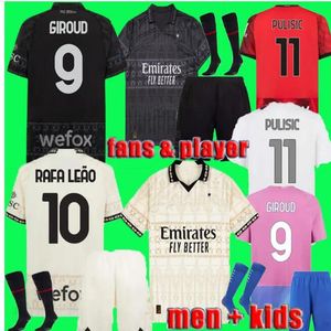 23 24 REIJNDERS PULISIC AC MILANO Camisetas de fútbol GIROUD DE KETELAERE RAFA LEAO REBIC Camiseta de fútbol Tercer hombre Kit para niños Uniformes 2023 2024 KOCHE LOFTUS-CHEEK THEO