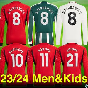 23 24 Maillots de football à manches longues d'Angleterre-B.Fernandes, Rashford, Antony Editions.Fans et joueur - Domicile, Extérieur, Troisième.Nom, numéro de personnalisation de différentes tailles