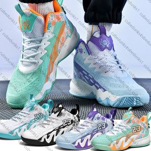 23 Chaussures de basket-ball pour hommes Mesh Sneakers respirants Student High Top Boots Boots Mandarin Dual Dual Color Chaussures Sports Traine Sports Outdoor Chaussures 35-45