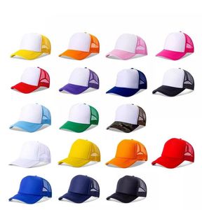 23 couleurs Sublimation blanc transfert thermique camionneur chapeaux adultes maille blancs Snapback femmes et hommes chapeaux de fête inventaire