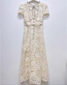 23- Self Portrait Bowknot Diamonds Ivoire White Lace Fairy Celebrity Style Waist Wrapped Dress Girl