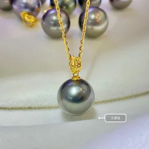 23070602 DIAMONDBOX collier de bijoux pour femmes PERLE DE TAHITI 10-11MM pendentif au750 OR JAUNE ROND mode must have cadeau d'anniversaire vente