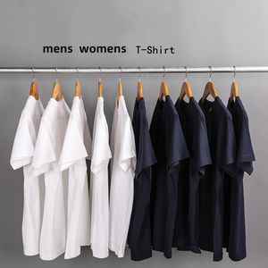 230g coton lourd à manches courtes t-shirt hommes femmes couleur unie blanc hommes chemise blanche marque haut