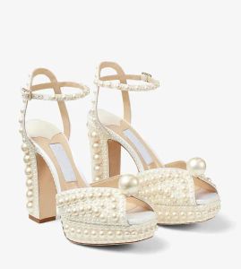 Zapatos de novia de diseñador 23S, sandalias de plataforma SACARIA, adorno de perlas, tacones altos para mujer Sacora, zapatos de tacón perfectos para la noche para mujer, EU35-43
