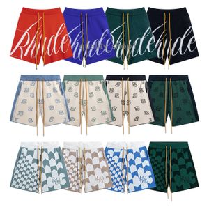 23ss Diseñador RHUDE marca Pantalones cortos para hombres Pantalones cortos deportivos de moda Luxury High Street Mujeres Pantalones cortos para hombres Verano Jacquard Lana de punto Pantalones cortos casuales Tamaño S-XL