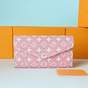 23SS Luxurys Designers Zippy SARAH Carteras para mujeres Bolsos Carteras White Flower Bag Denim Ladies Travel Wallet Monedero 19CM Con caja original